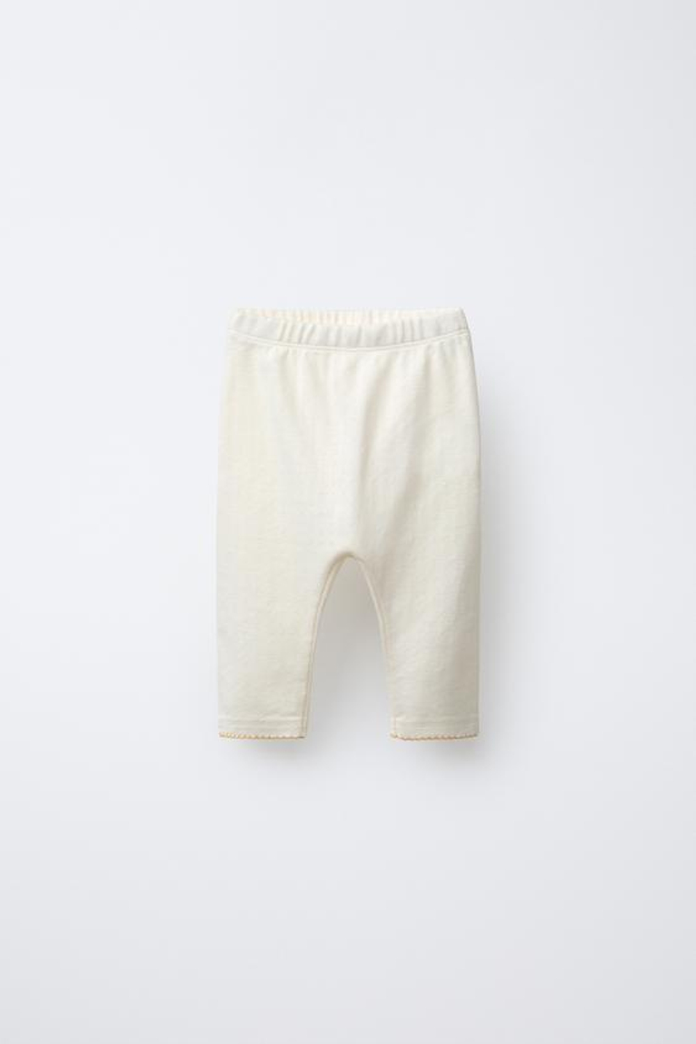 ZARA ЛЕГИНСЫ С АЖУРНЫМ КРУЖЕВОМ, СВЕТЛЫЙ ЭКРЮ