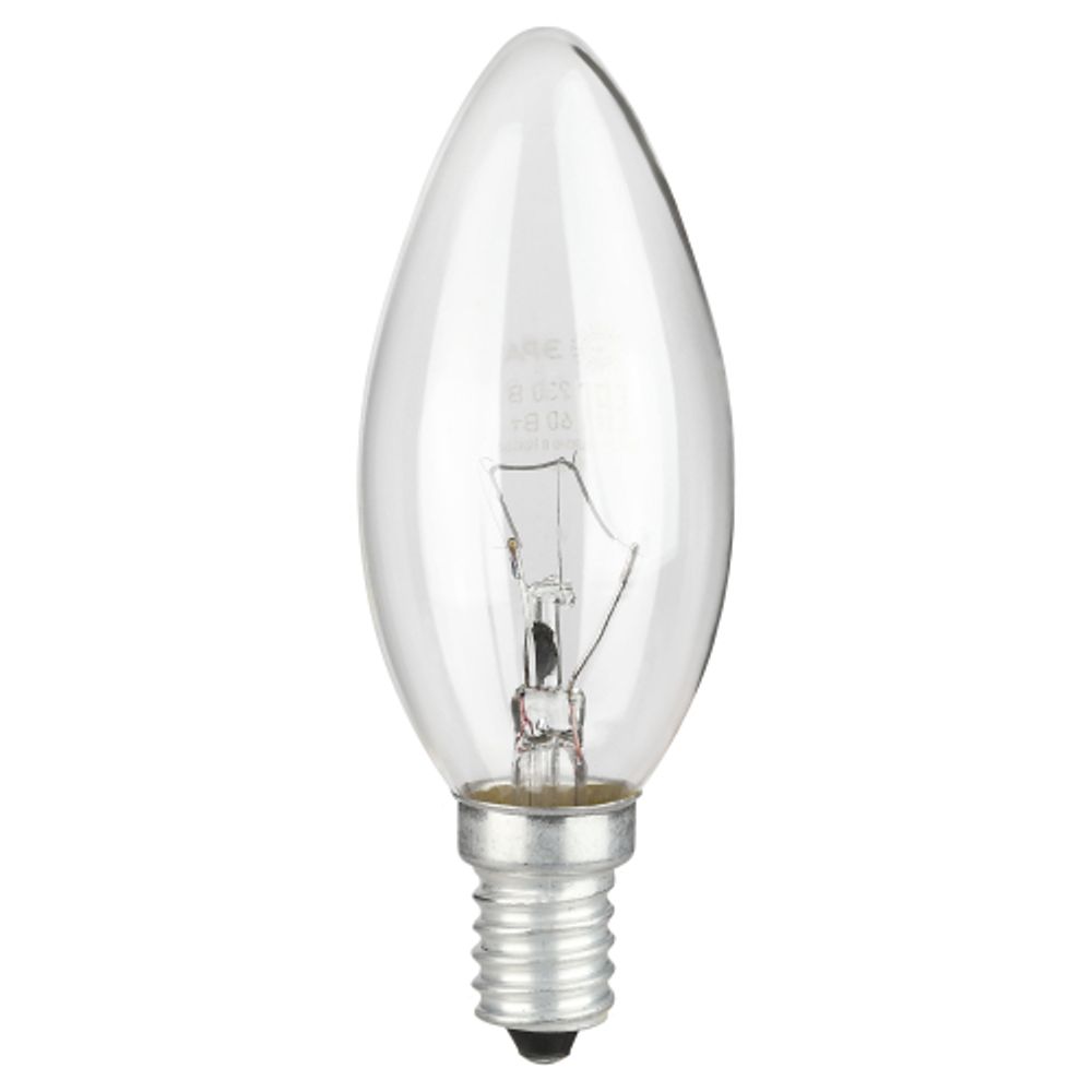 Лампа накаливания ЭРА B-40-E14-230-CL 40Вт 230В свеча прозрачная цветная коробка Е14