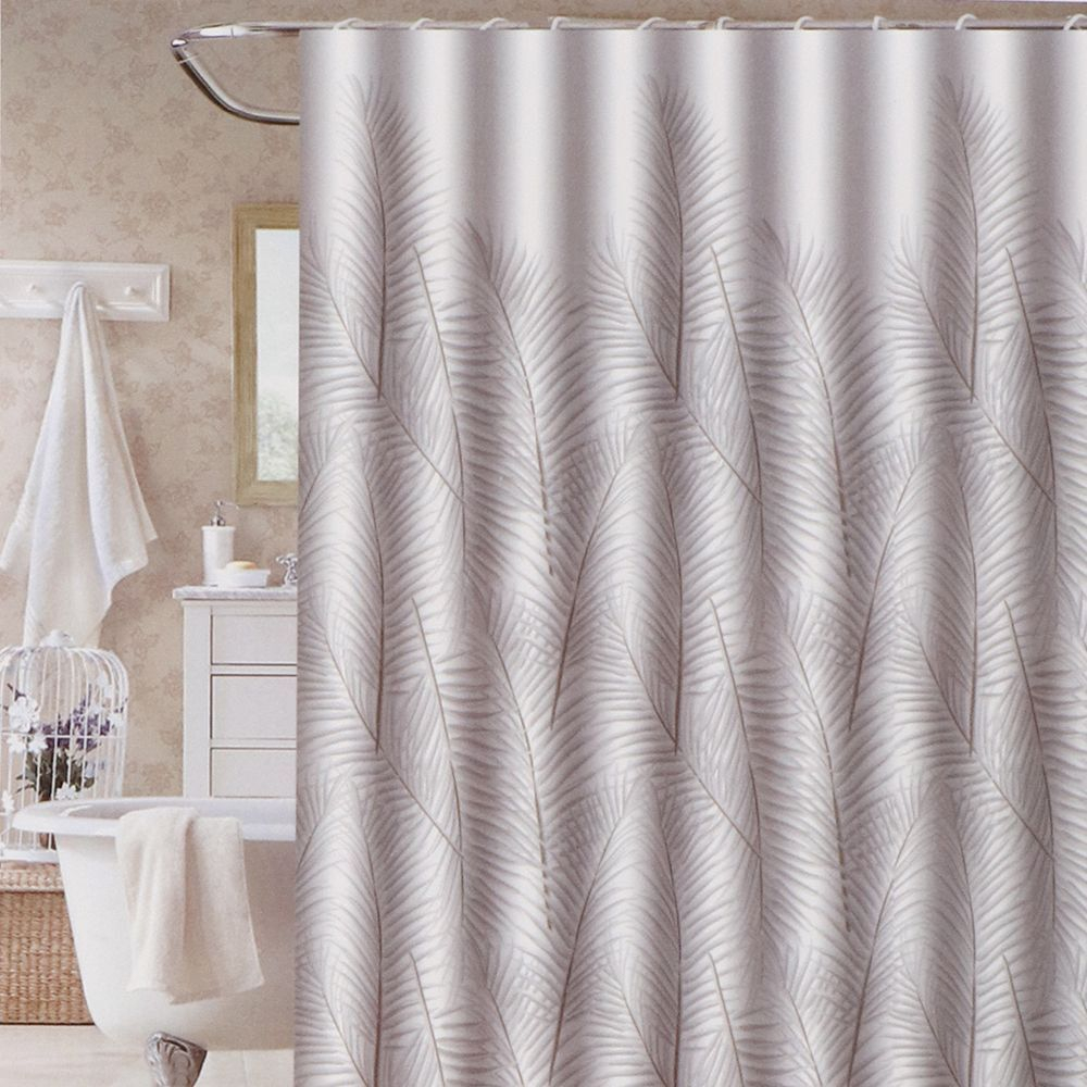 Штора для ванн 180х180 см, ПЭ, Пальмовые листья, бел, STSC1018