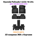 Автомобильные коврики ЭВА с бортами для Hyundai Palisade I (LX2) 18-24г. Для 3-х рядов