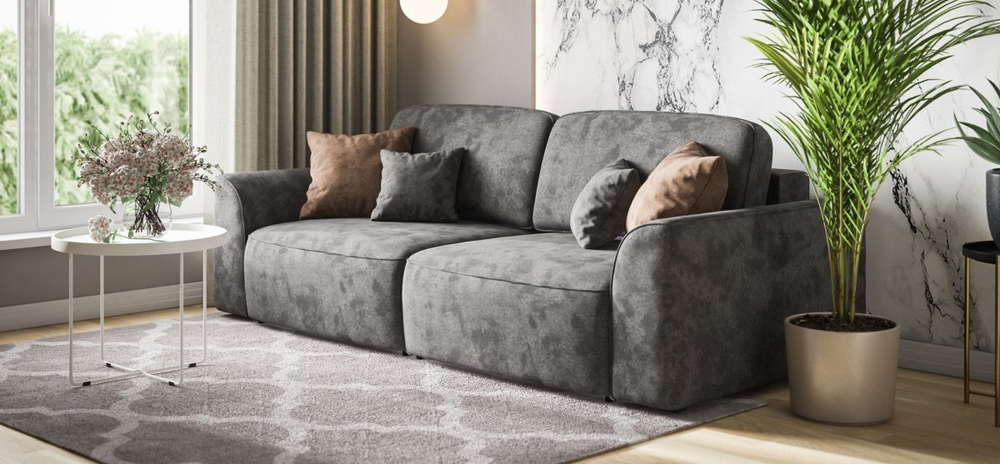 Диван Кинг Велюр Алькантара серый