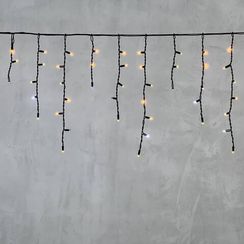 Светодиодная бахрома с колпачком 3,1*0,5 м., 120 желтых белых LED ламп, мерцание, каучуковый черный провод, LTC (LL120BLW-1-2Y)