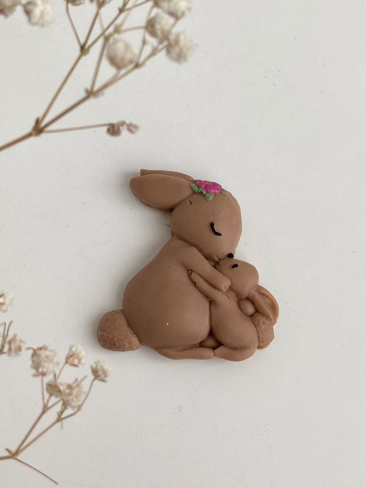Фигурка из шоколадной глазури &quot;Кролики мать и дитя&quot; 2D