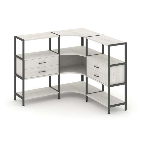 Shelf System Трехсекционный угловой стеллаж трехярусный с ящиками SN.STMU-331 Дуб Наварра/Металл Ант