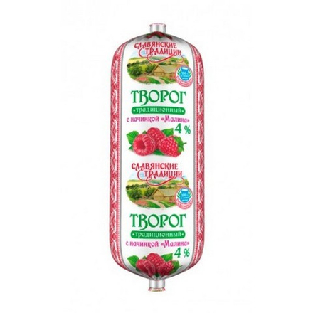 Творог мягкий "Славянские традиции" с малиной 4% 300г. в тубе Минск.