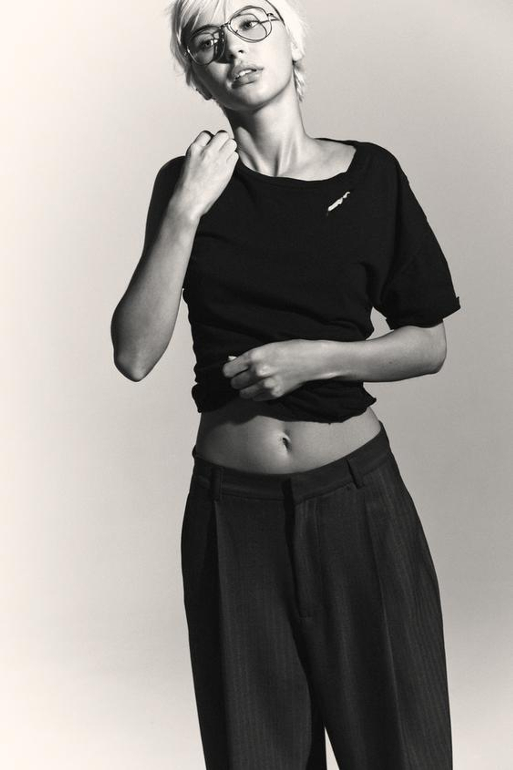 ZARA ШИРОКИЕ БРЮКИ ИЗ МЯГКОЙ ТКАНИ, СЕРЫЙ