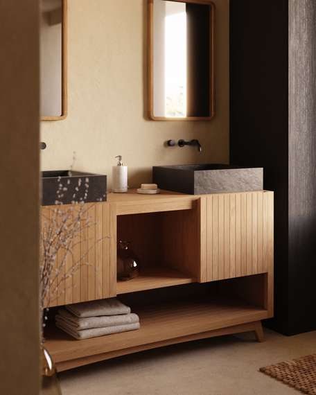 Kuveni Мебель для ванной комнаты из массива тика с натуральной отделкой 140 x 50 см