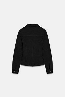 ZARA ПРИТАЛЕННАЯ РУБАШКА ИЗ КРЕПА, ЧЕРНЫЙ