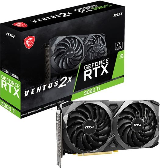 Видеокарта MSI GeForce RTX 3060 Ti Ventus 2X V1 LHR