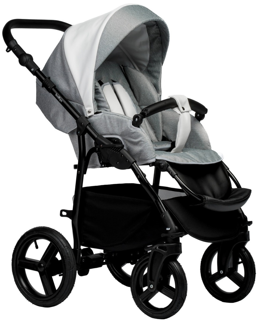 Детская коляска Indigo Impulse Eco 3 в 1 с автокреслом Avionaut Cosmo Grey Ie03 белая кожа/серый