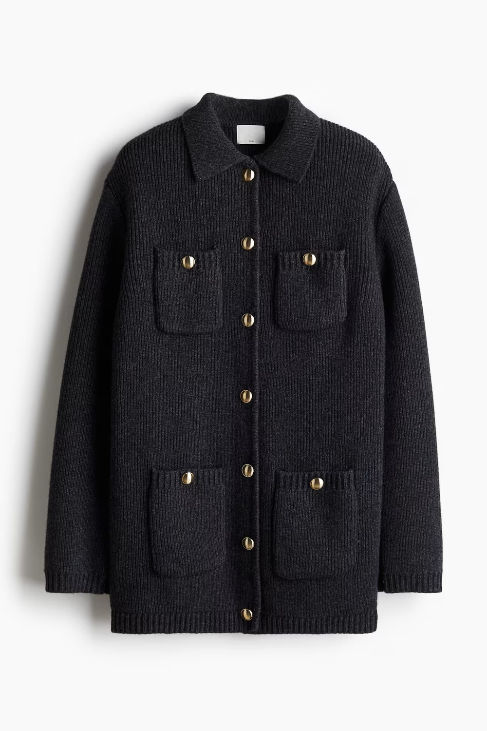 H&M Шерстяной кардиган, темно-серый