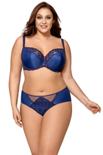 Бюстгальтер с чашками на поролоне с сетчатыми элементами (Размер: 70H) (Цвет: темно-синий)