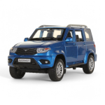 Модель ин. мет. "УАЗ Patriot" 17,8см, свет-звук, двери, син, в коробка PATRIOT-124SL-BU (Технопарк)