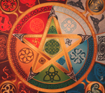 Магическая скатерть "Викка Сила 5 Стихий Волшебная сила Викканской магии" (средняя)