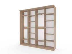 Шкаф купе Модерн 2362х450 4-х дверный 4-х секционный зеркальный с пескоструем №3 ясень