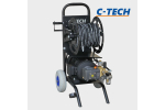 Гидродинамическая установка C-TECH для прочистки канализации, комплект 3 форсунки, шланг 30м, системы безопасности (200 бар, 1200