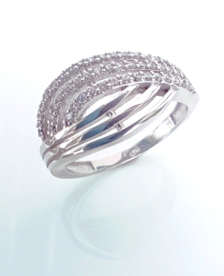 Кольцо Эстерелла, серебро 925*, родирование, фианит/Ф