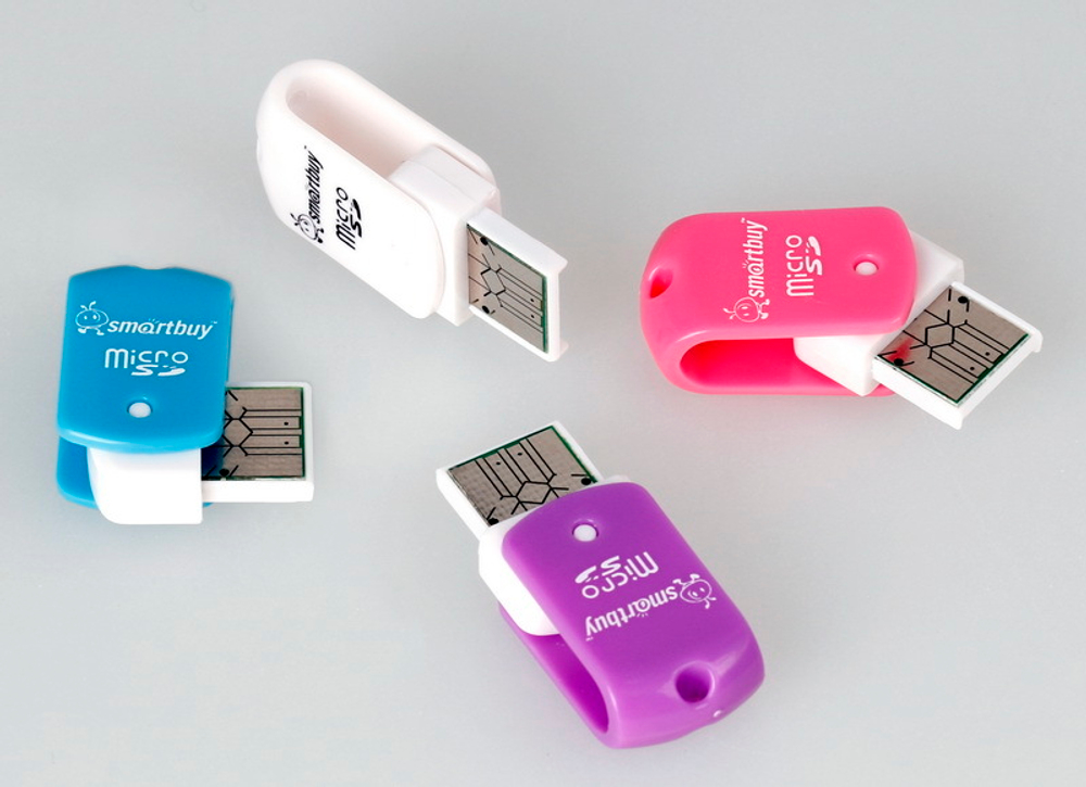 Картридер Smartbuy 706, USB 2.0 - MicroSD, голубой
