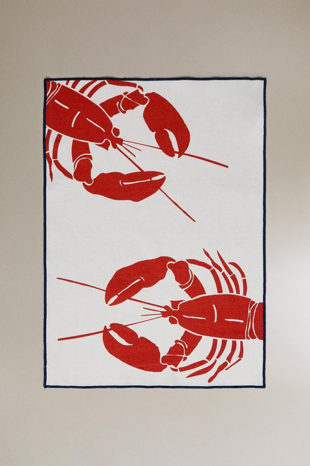 ZARA HOME ПОЛОТЕНЦЕ С РИСУНКОМ ОМАРА 2ШТ, СИНИЙ/БЕЛЫЙ