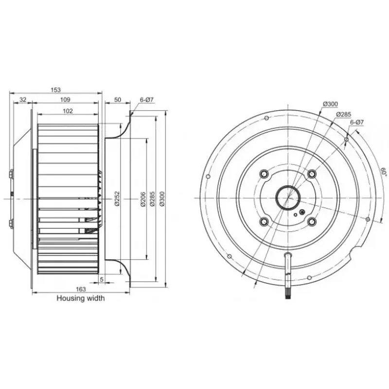 Мотор-колесо RE250F-4D-AC0 для прямоугольного вентилятора