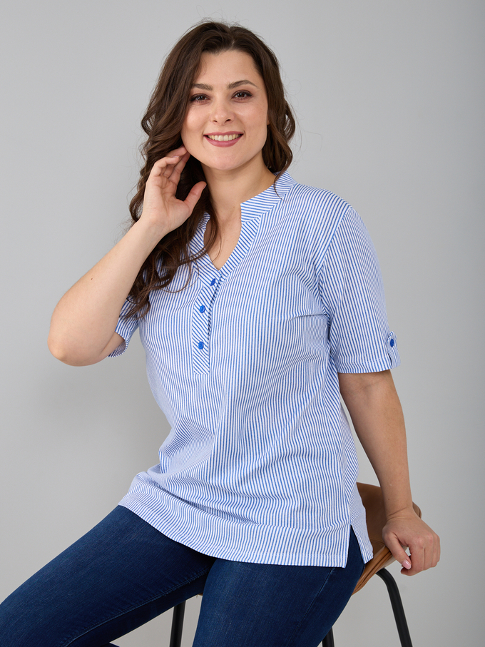 Блузка БЛ-122/белый-джинсцепочка