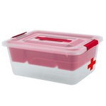 Аптечка-контейнер с лотком и ручкой 13 л цвет прозрачный с красным