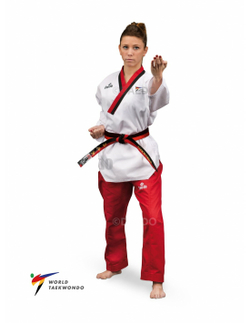 Кимоно тхэквондо (добок) Daedo Poomsae Poom Female Пхумсэ Пум женское (белый-красный)