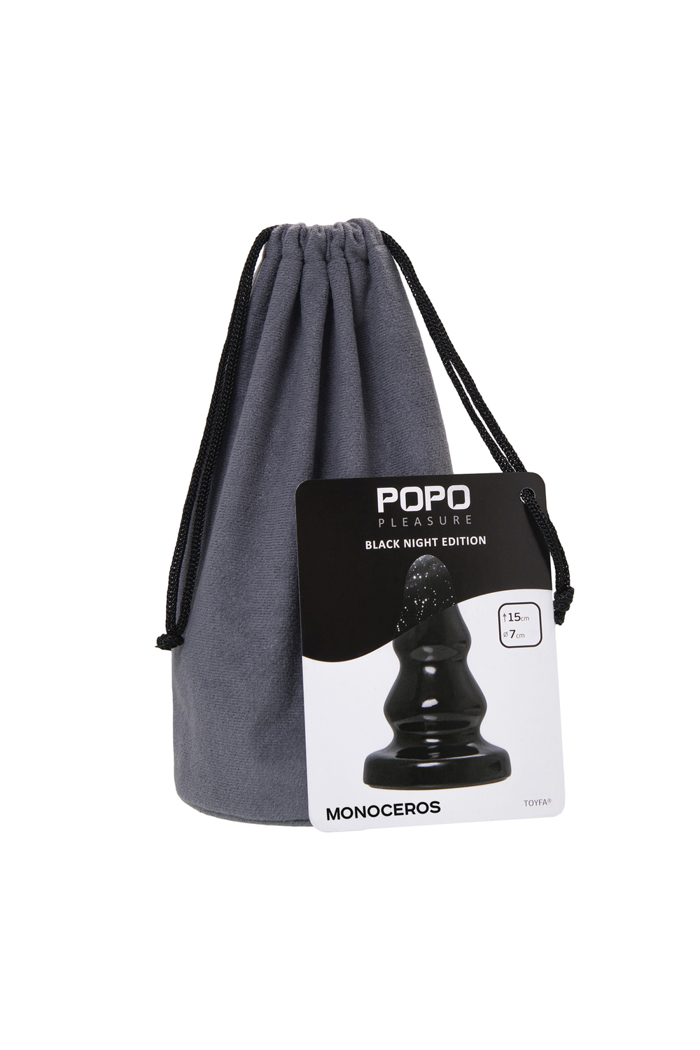 Большая анальная втулка POPO Monoceros, черная, 15 см, Ø 7 см