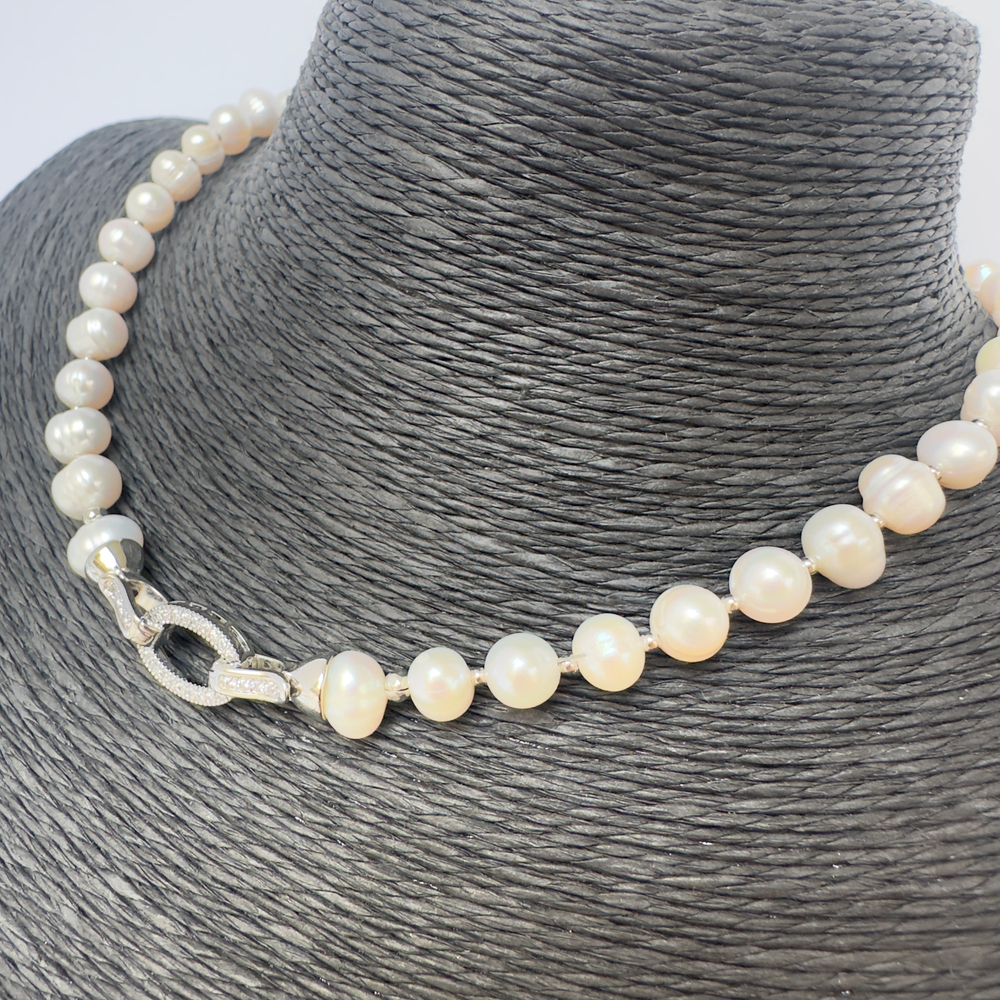 Колье чокер «Перламутровая орбита» — речной жемчуг 7–8 мм
