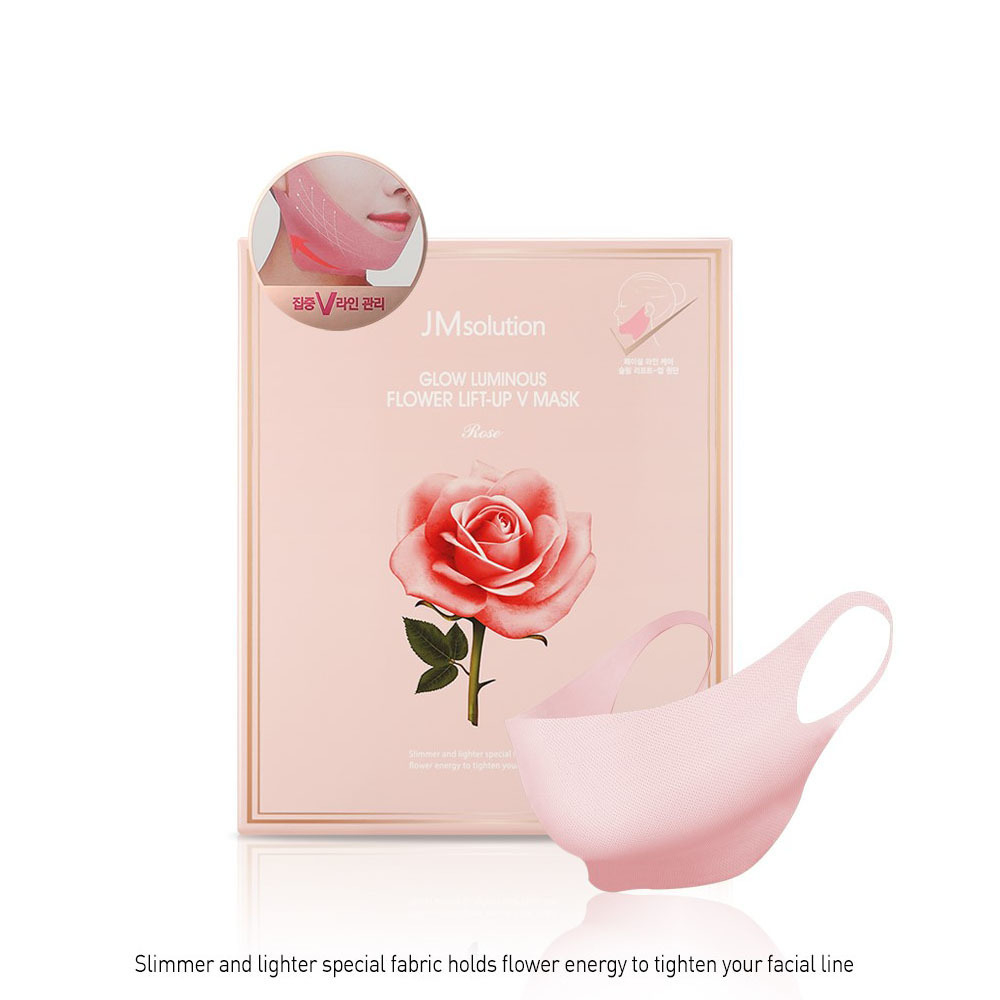 Маска для подтяжки контура лица с розовой водой JMsolution Glow Luminous Flower Lift-Up V Mask