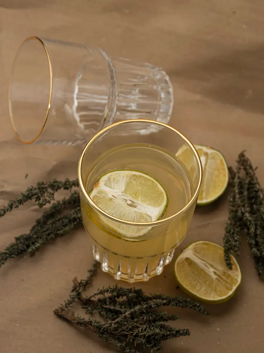 Набор универсальных бокалов, 340 мл. 6 шт. золотая кайма