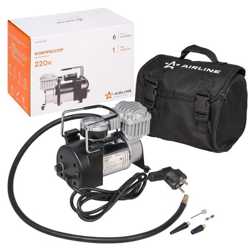 Компрессор поршневой 220В, 35 л/мин. до 6 Атм. от сети 220В в сумке (AIRLINE)