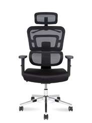 Кресло офисное Норден / Эрго / Ergo / черный пластик / черная сетка / черная ткань