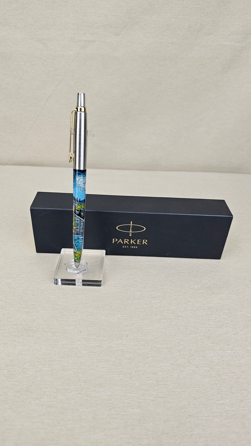 Ручка мал. "Паровоз. Подарок железнодорожнику" с ручной росписью Палех