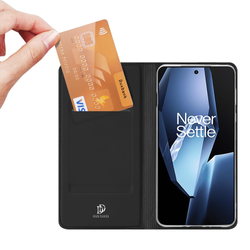 Чехол книжка из PU кожи черного цвета от Dux Ducis для OnePlus 13R, OnePlus Ace 5 и 5 Pro, серия Skin Pro Series Case