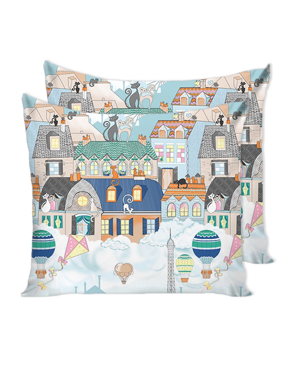 Наволочка комплект 2шт Сказка "Париж" 70х70 см, перкаль