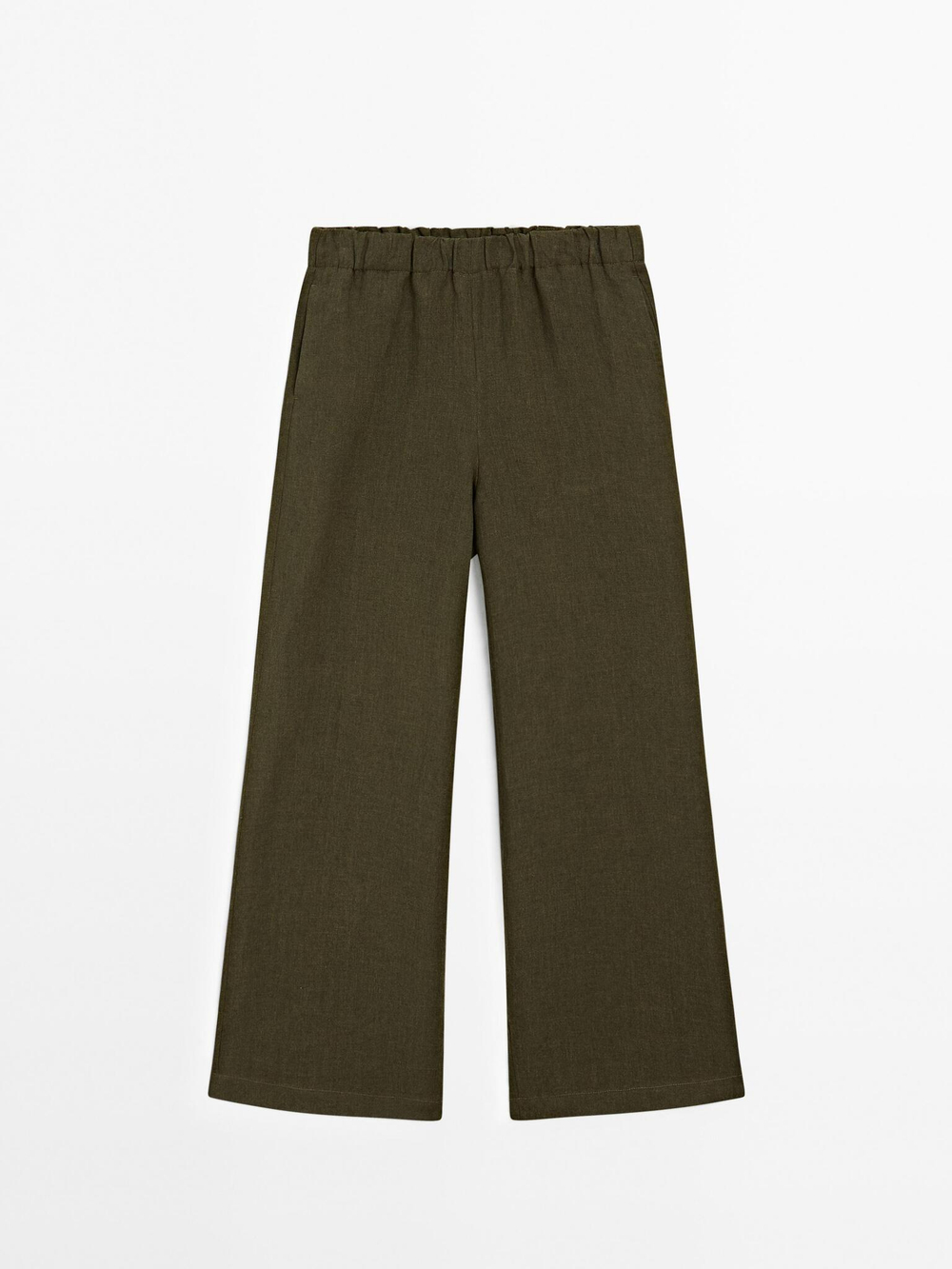 Massimo Dutti Брюки прямого кроя из 100% льна, зеленый