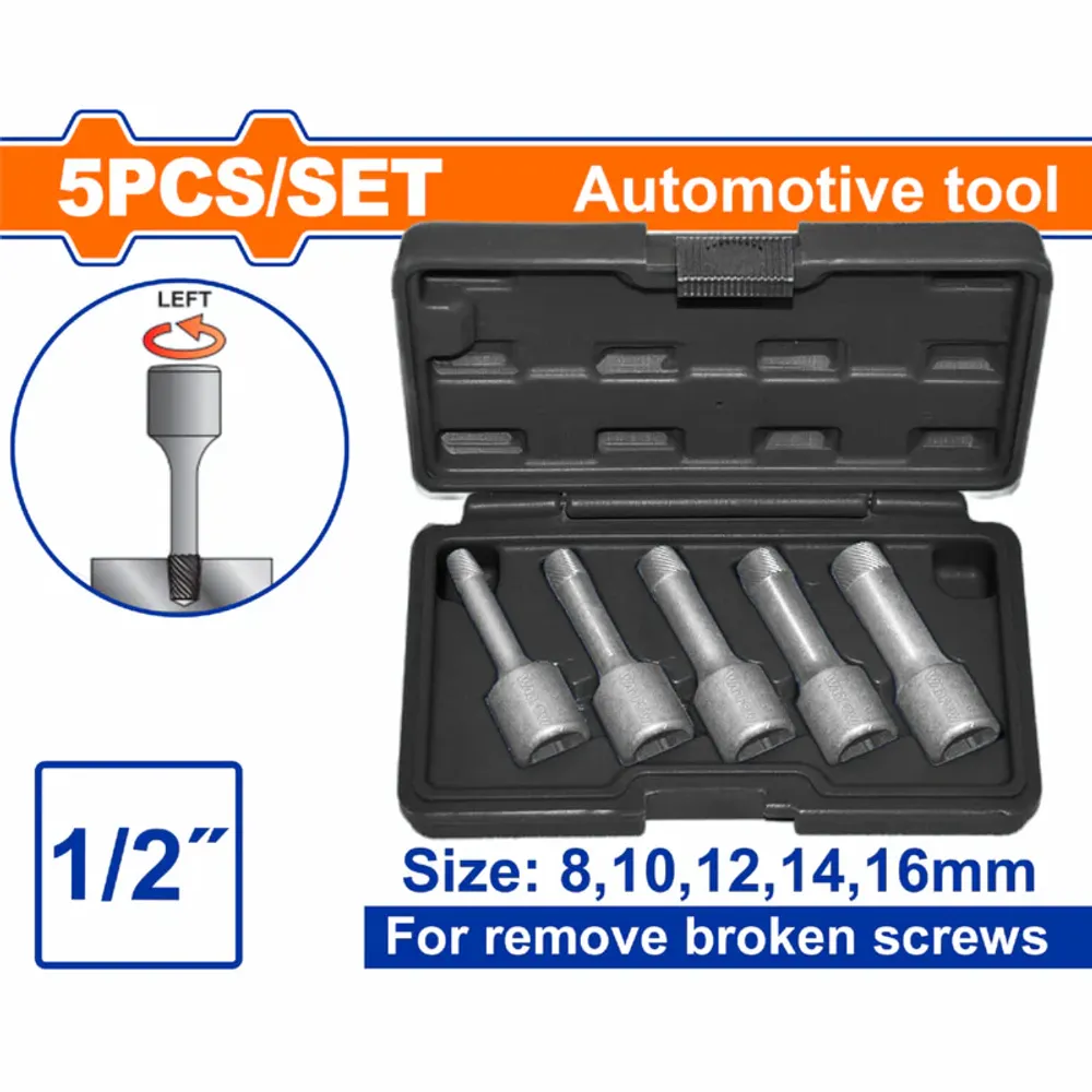 Набор экстракторов для болтов WADFOW WART1D05 1/2" 5 шт.