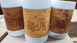 Кружка большая фарфоровая без ручки с берестой. Коллекция Онфим (Onfim)