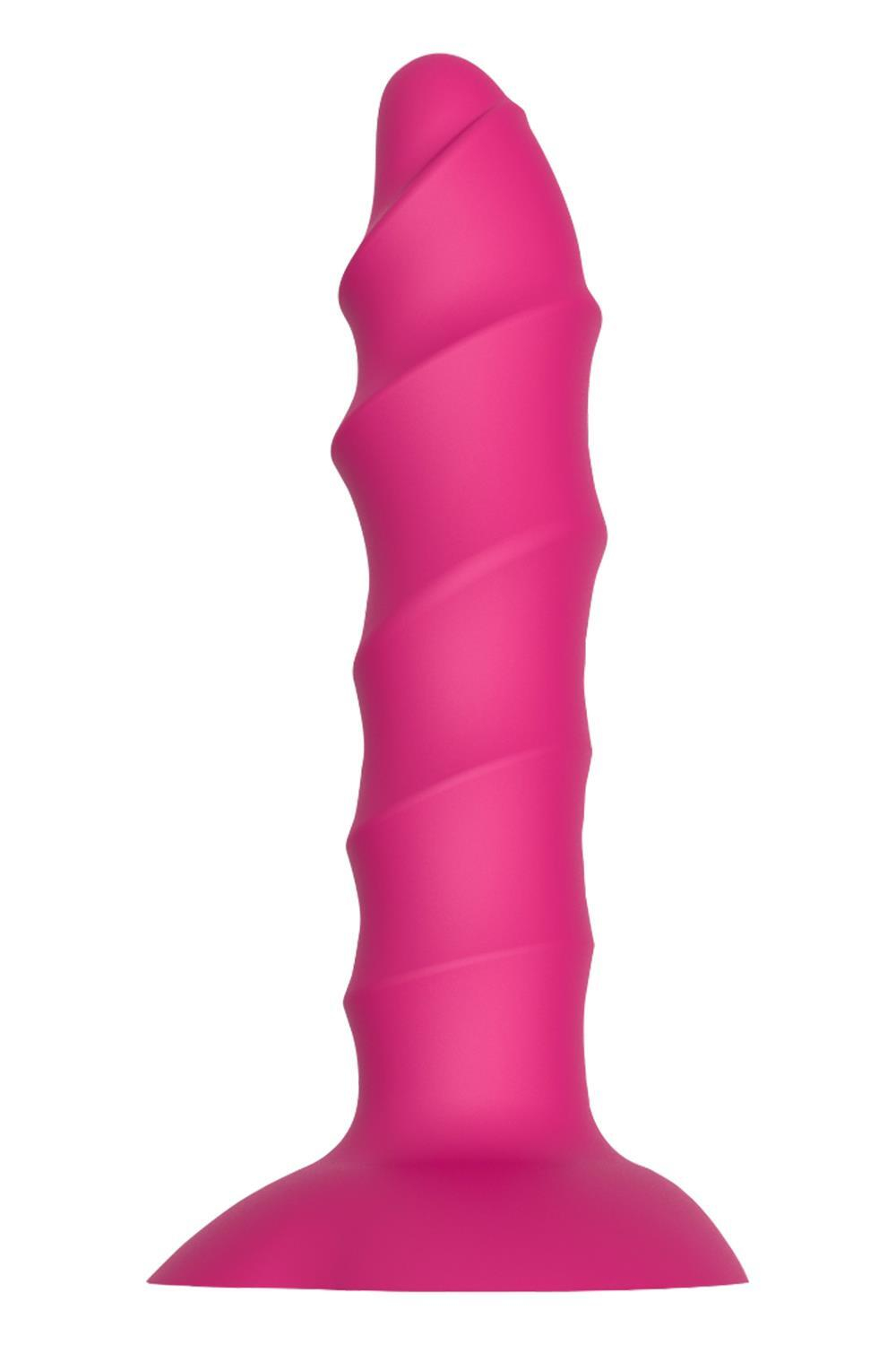 Розовый ребристый анальный фаллоимитатор Twisted Plug With Suction Cup - 17 см.