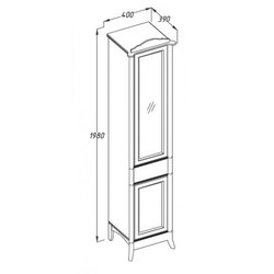 Пенал напольный Opadiris Виктория  44х200х39см. схема