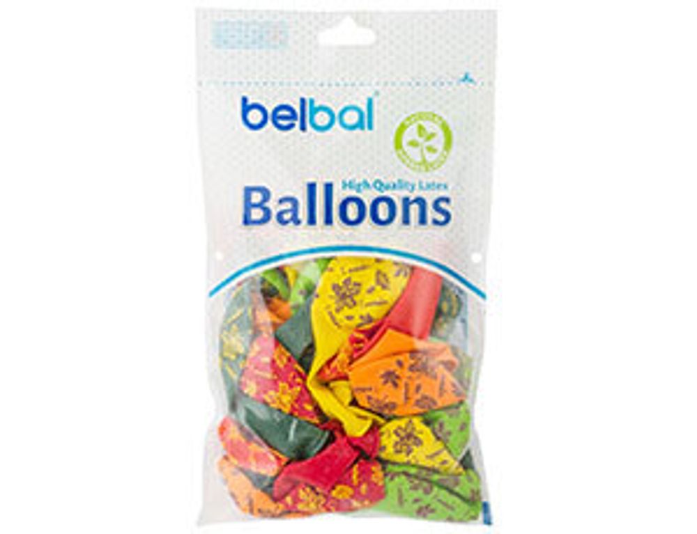 Шар (14"/36 см) Шелкография пастель, 1 Сентября Листья 25 шт.