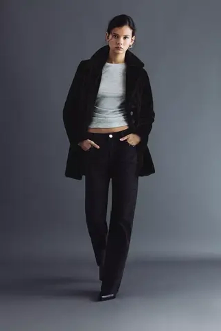 PULL&BEAR Шуба из искусственного меха, черный