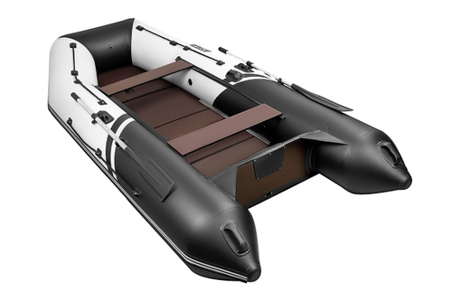 Броня-340 СК слань+киль белый-черный (Лодка ПВХ под мотор с усилением)