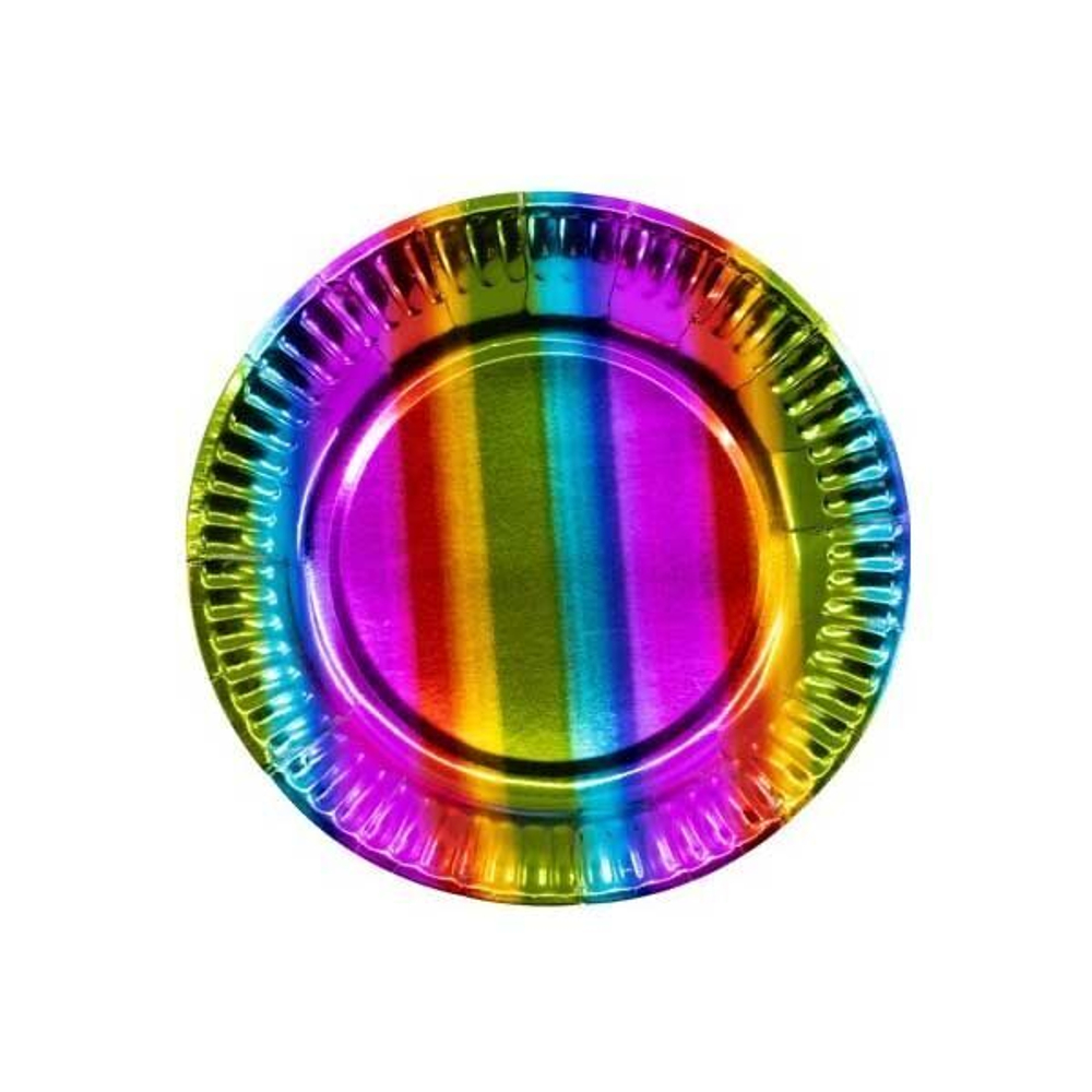 Тарелка большие фольг Радуга, 6 шт