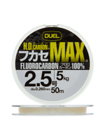 Флюорокарбоновая леска для рыбалки Duel H.D,Carbon Max Fluorocarbon 100%, 0,19 мм, 50 м, 2,6 кг, прозрачный