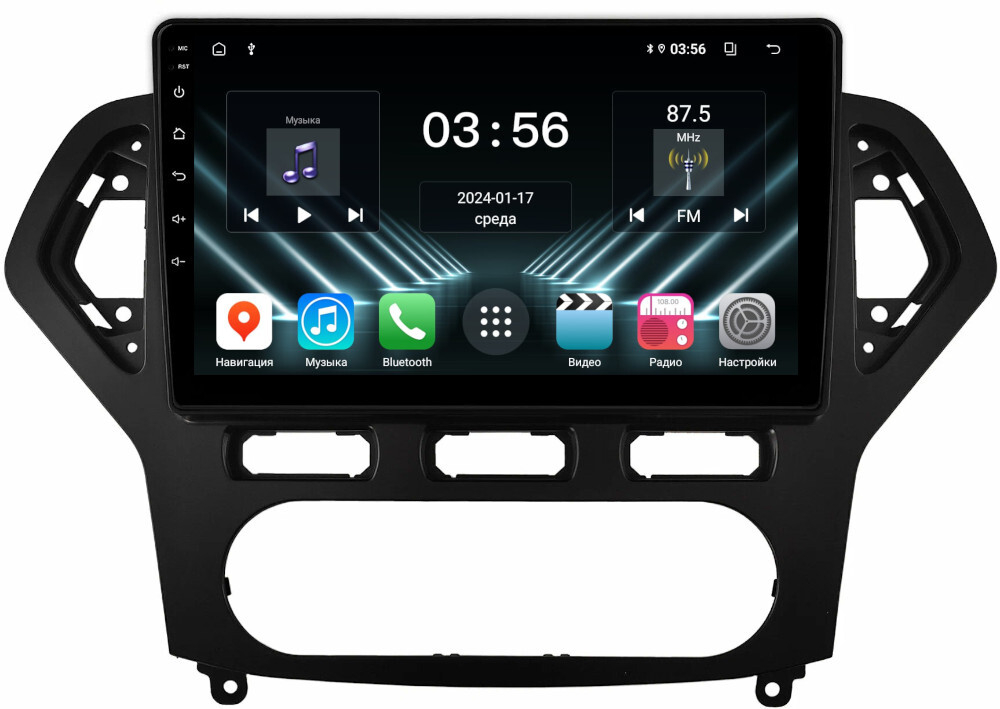 Магнитола для Ford Mondeo 4 2007-2010 (рамка черная) - FarCar DX1231M монитор 10" IPS на Android 13, 4+64Гб, CarPlay