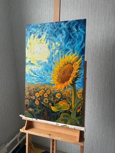 Картина маслом на холсте "День солнца" 80х50 см. Деревянный подрамник. Художник Наталия Осадчук