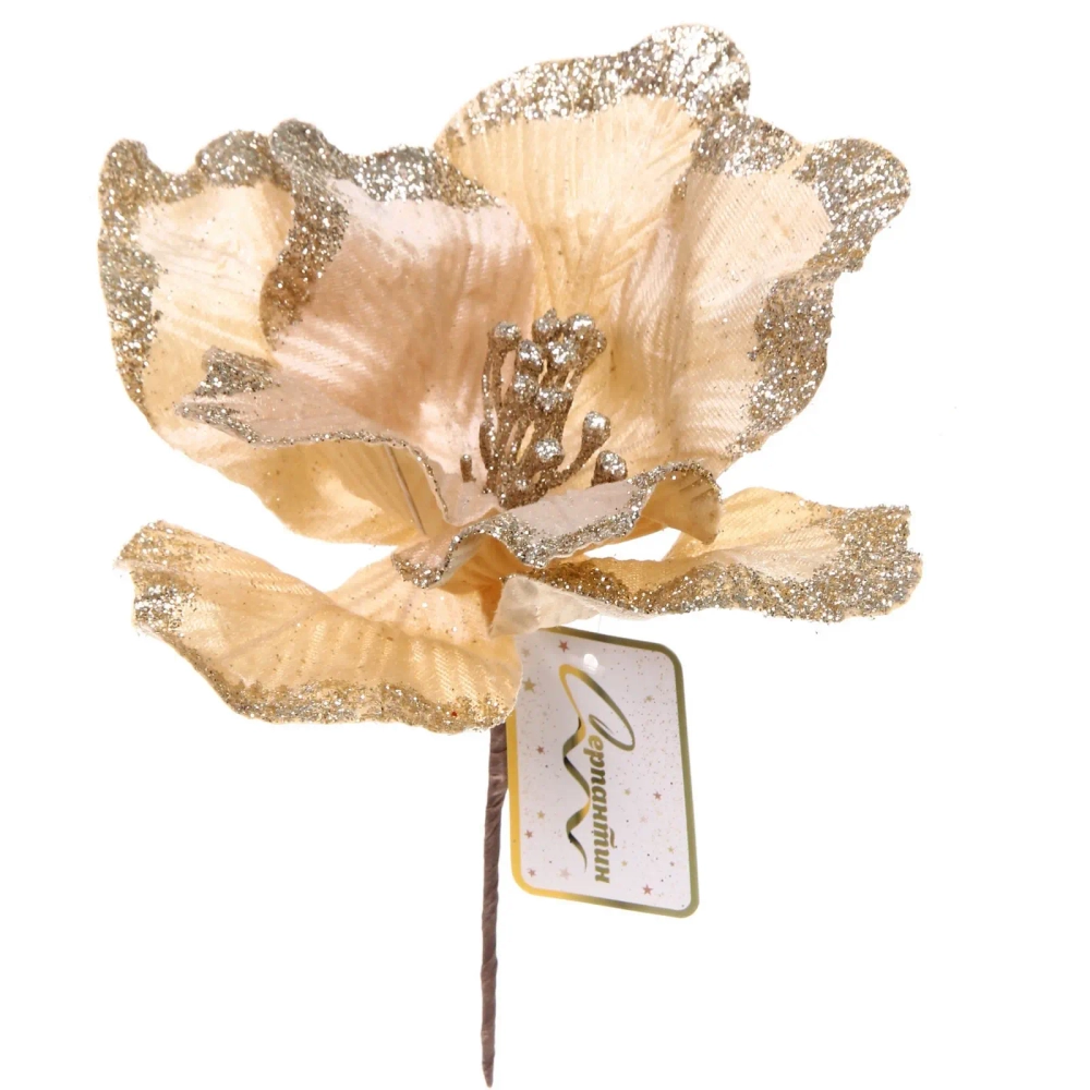 Украшение новогоднее «Пуансеттия - Волшебный день» 23 см, Шампань