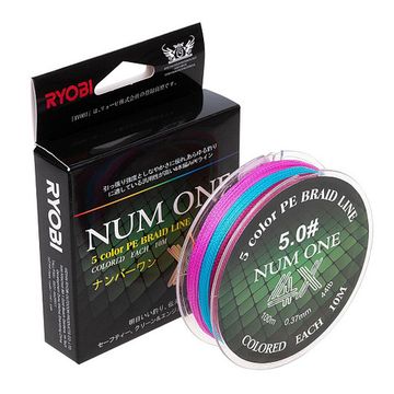 Шнур NUM ONE PE4X-100M 5.0#/0,370 mm Multi Colour Ryobi